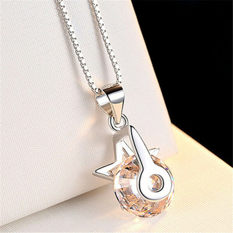 Women's Silver Plated Star Pendant Embedded With Cubic Zirconia