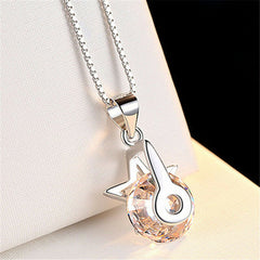 Women's Silver Plated Star Pendant Embedded With Cubic Zirconia