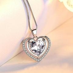Women's Silver Plated Heart Pendant With 18 Inch Chain