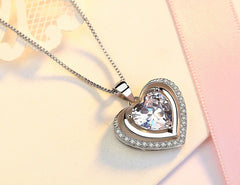 Women's Silver Plated Heart Pendant With 18 Inch Chain