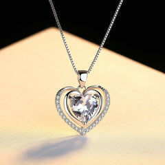 Women's Silver Plated Heart Pendant With 18 Inch Chain