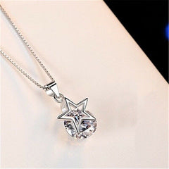 Women's Silver Plated Star Pendant Embedded With Cubic Zirconia