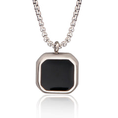 Men's Gold Plated Emerald Cut Onyx Pendant With Rope Chain
