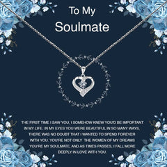 Women's Silver Plated Zirconia Heart Pendant With Personalized Message Card To My Soulmate