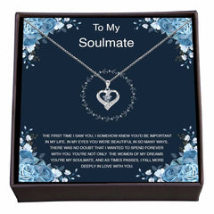 Women's Silver Plated Zirconia Heart Pendant With Personalized Message Card To My Soulmate