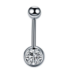 Women's Silver Plated Belly Button Ring With Cubic Zirconia